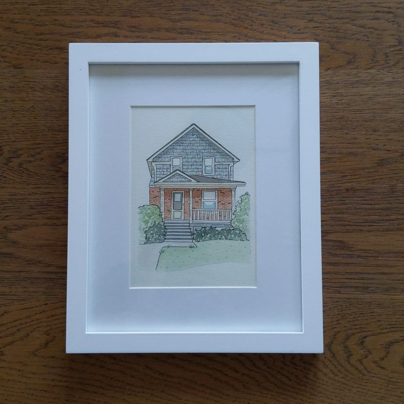 custom home painting watercolor & ink 5x7 realtor gift image 3