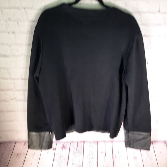 Vintage Santa Fe Leather Knit V Neck Sweater - image 5