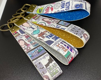 Office themed 10 inch key fobs, Various glitter HTV colors available.