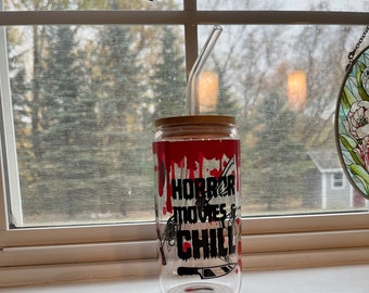 Horror Movie and Chill Glass soda can top
