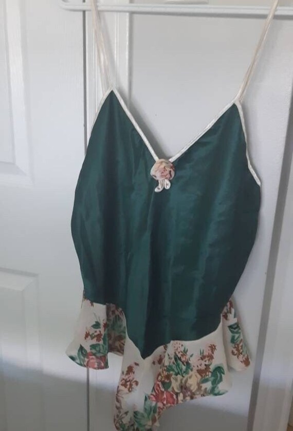 Vintage Val Mode Teddy Jade Green floral skirting… - image 4