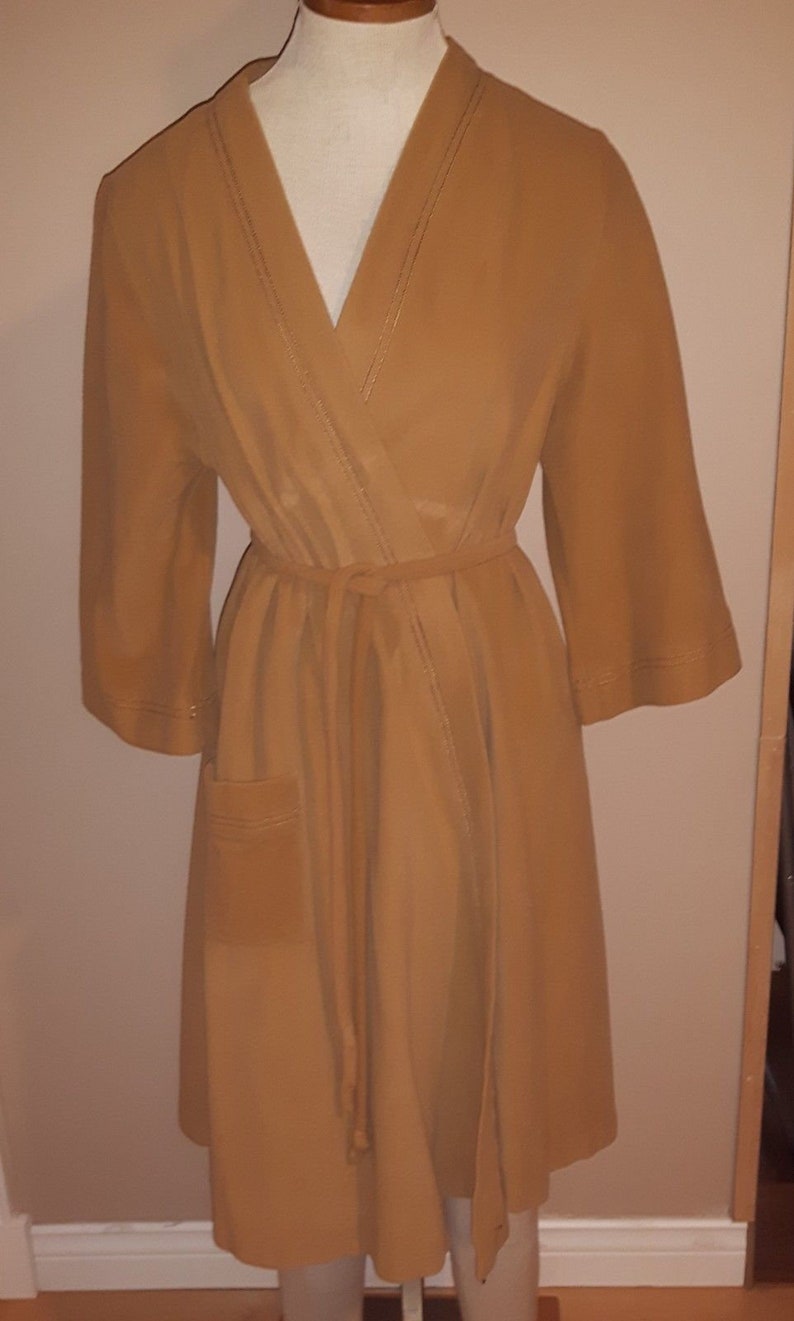 VANITY FAIR camel soft brown housecoat robe waist belt tie Etsy