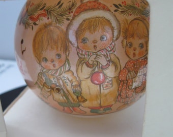 Joy to the World W.P. USA 1980 glass ornament angels horns vintage
