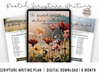 Christian Scripture Writing Bundle | 6 Scripture Writing Plans | Bible Study Printable | Quiet Time Journal | Faith Printable