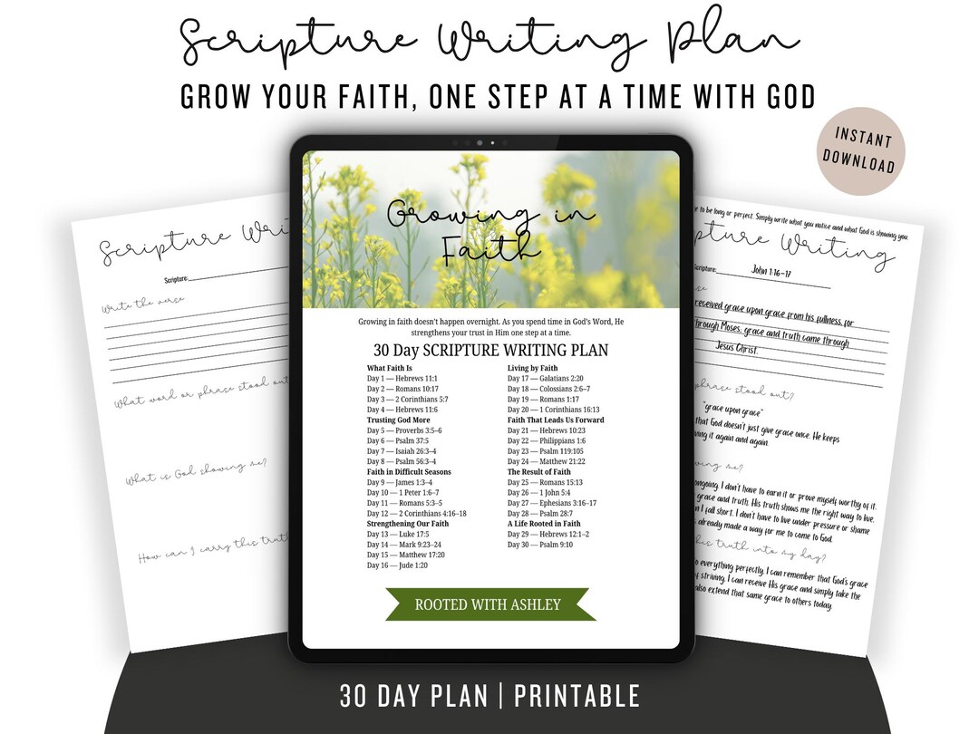 30 Day Scripture Writing Plan – Growing in Faith | Christian Bible ...