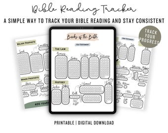 Bible Reading Tracker, Bible Reading Checklist, Christian Printables, Scripture Tracking, Bible Study, Bible Reading Challenge, digital