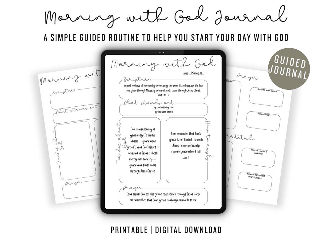 Morning With God Journal Pages | Christian Morning Routine Printable ...