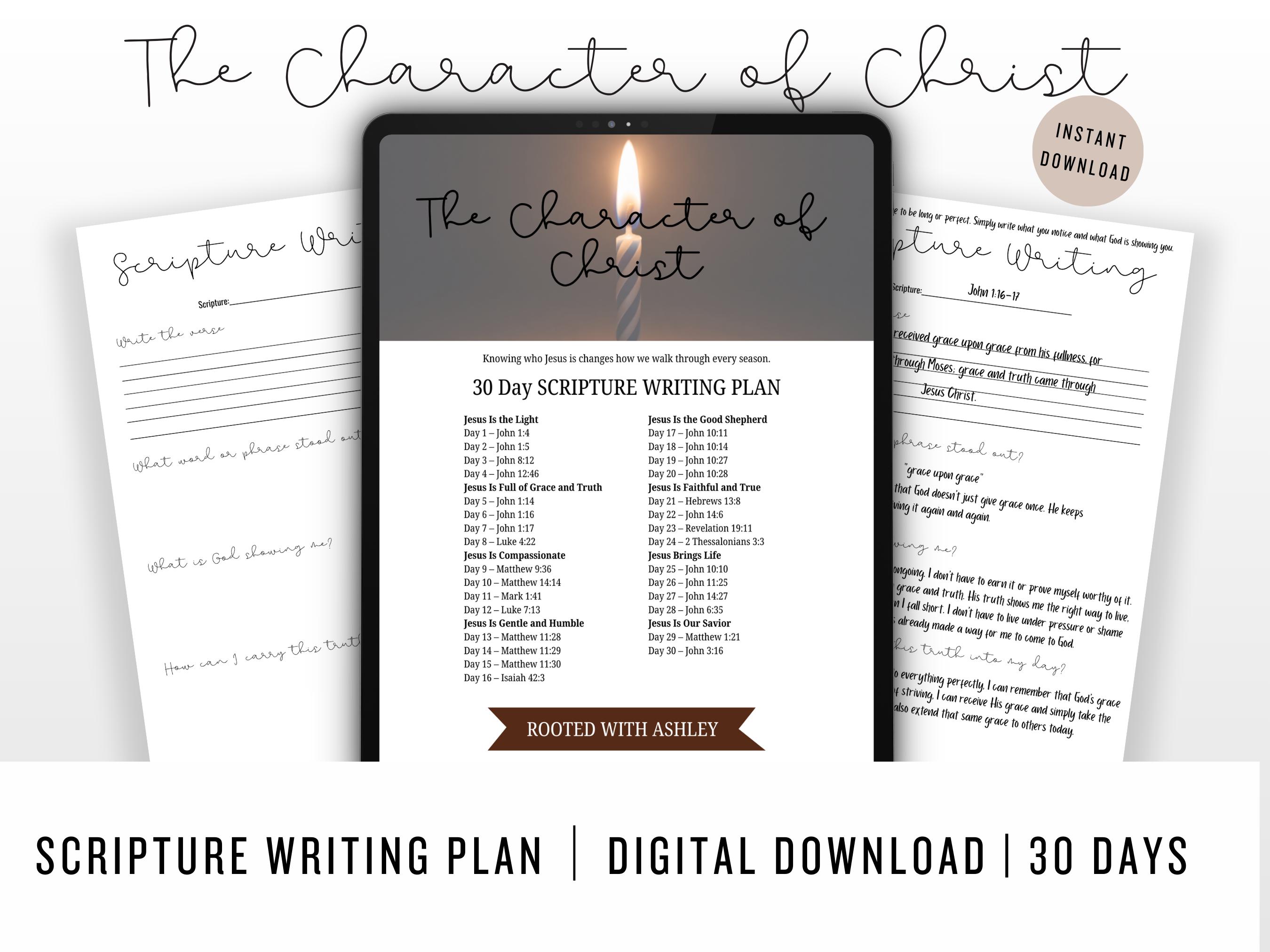 30 Day Scripture Writing Plan – Character of Christ | Christian Bible ...