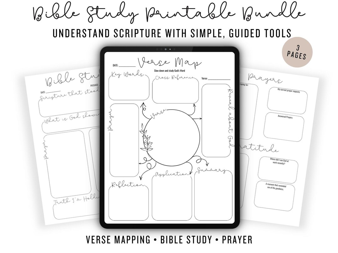 Bible Study Printable Bundle | Verse Mapping Worksheet | Christian ...
