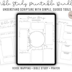 Bibel Studium druckbare Bündel | Verszuordnung Arbeitsblatt | Christliche Stille Zeit Zeitschrift | Gebets- und Dankbarkeitsseiten | Bibelarbeit für Frauen