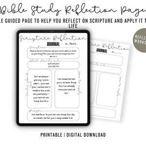 Bible Study Reflection Journal Page | Scripture Reflection Printable | Christian Quiet Time Journal | Bible Study Printable