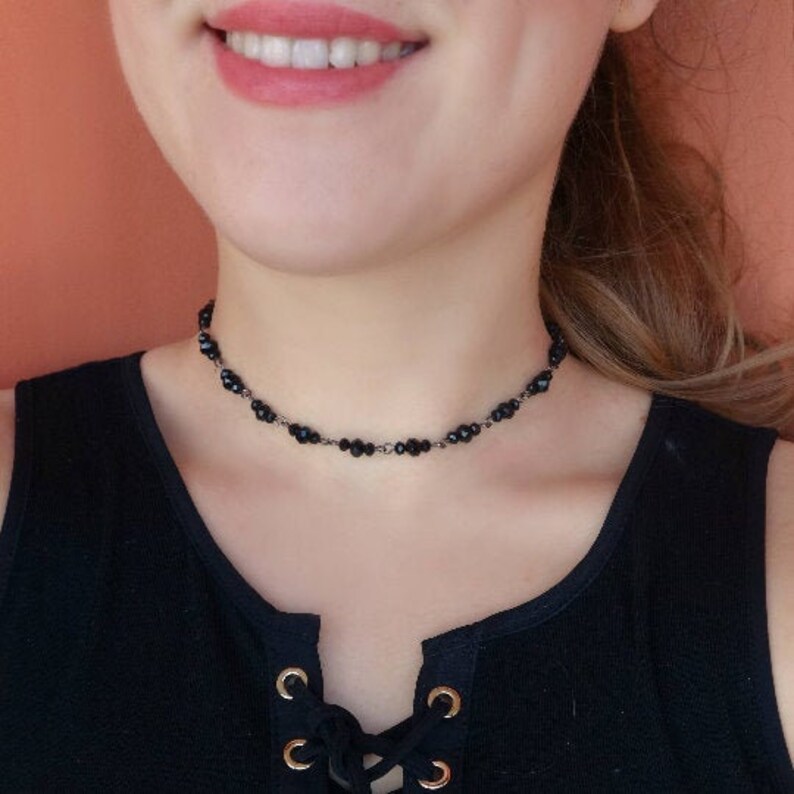 black beaded choker necklace