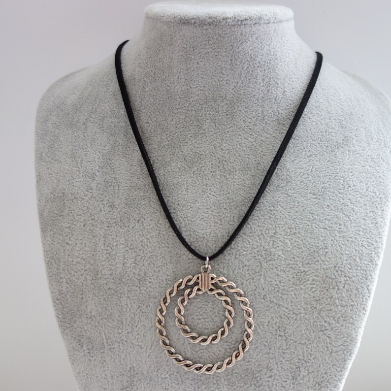 Bohemian Thick Leather Choker Boho Jewelry Medallion Charm Black Suede Necklace Gift For Her Vintage Jewelry Victorian Gothic Necklace