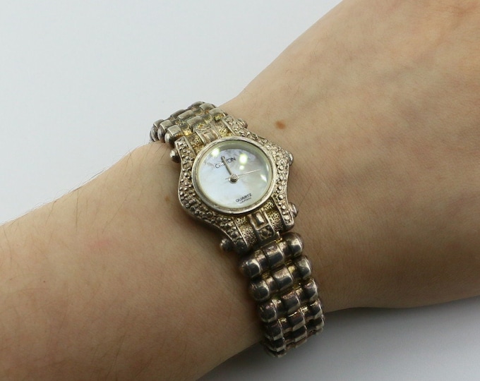 Vintage Retired Croton Gear Chain JJ Signed Japan Quartz Watch 925 Sterling Silver OT 354L