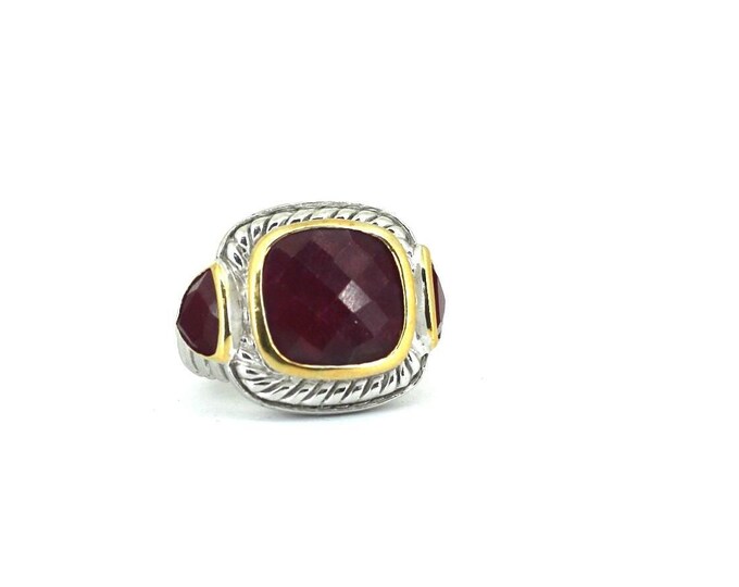 Vintage Rubi Trim Braided Design Statement Ring 925 Sterling Silver RG 2289