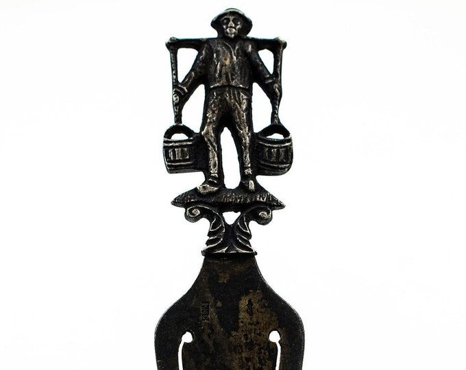 Pleasant with Two Bucket on the Yoke Design Handmade Vintage Bookmark 900 Silver OT 431Q