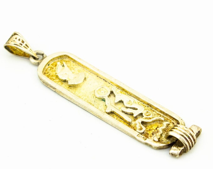 Egyptian Pharaoh & Symbols Design Rectangle Beautiful Pendant for Women 925 Sterling Silver PD 392Q