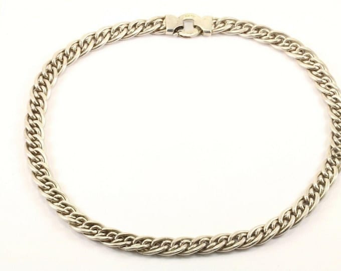 Vintage 17 Inch Double Link Design Chain Necklace 925 Sterling Nc 1081