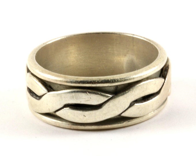Vintage Size 12.5 Braided Twisted Spinner Band Design Ring Sterling Silver Rg 185