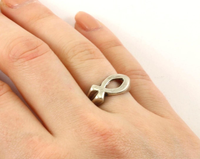 Vintage Size 7.25 Fish Design Ring Sterling Silver Rg 1352