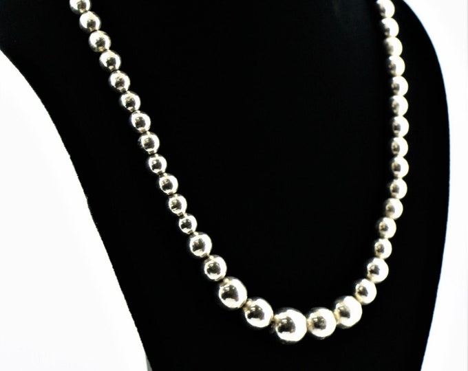 Vintage 21 Inch Silver Necklace | Beads Beaded Chain Design Necklace 21 in |  Sterling 925 Silver Necklace  Nc 297