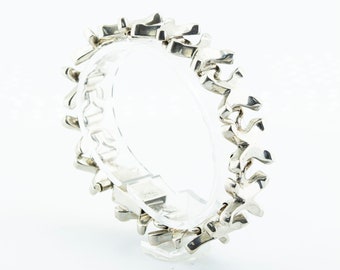 Vintage Mexico X-shape Links Design Elegant Heavy Bracelet 925 Sterling Silver BR 3527Q