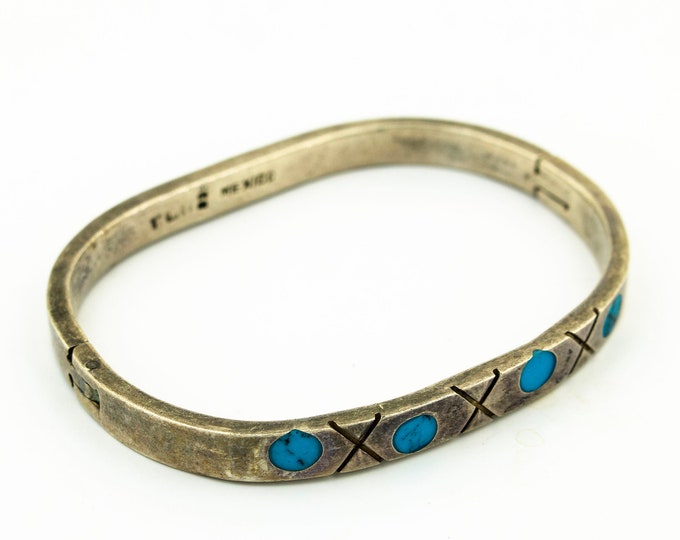 Mexico XO Turquoise Design Vintage Elegant Bangle Bracelet for Women 925 Sterling Silver Br 3174Q