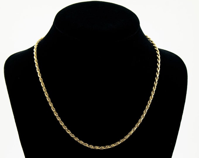 Vintage 18 Inch 14k Gold Plated Rope Design Italy Made Chain Elegant Necklace 925 Sterling Silver Nc 416Q