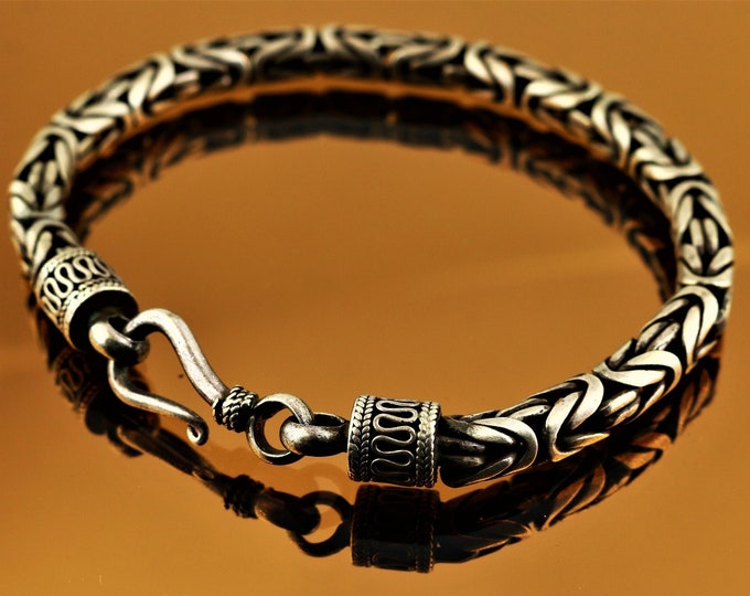 Vintage Men Heavy Byzantine Bali Design Chain Bracelet Sterling Silver 925 Br 278