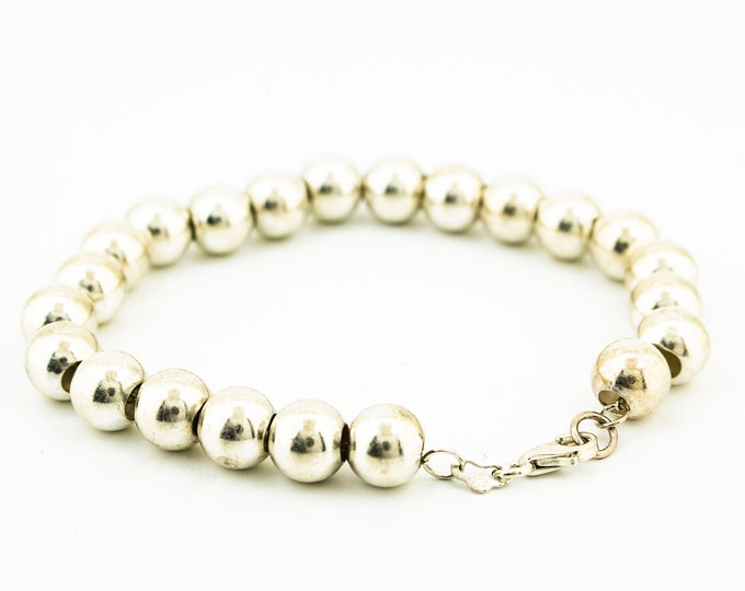 Round Shape Shiny Beads Beaded Simple Design Vintage Elegant Beautiful Bracelet for Men & Women 925 Sterling Silver Br 3737Q