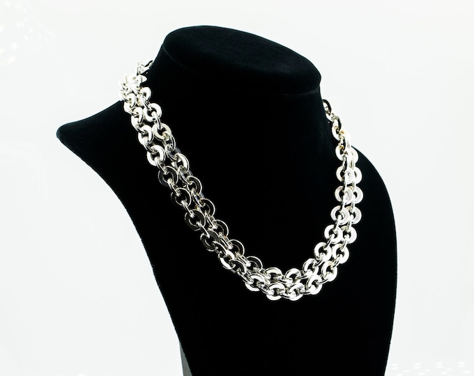 Vintage 36 Inch Italy Milor Plain Simple Long Thick Flat Oval Rolo Design Chain Necklace 950 Sterling NC 1530S