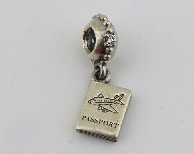 Vintage Authentic Pandora Adventure Awaits Passport Travel Dangle Charm Sterling 925 PD 1110S