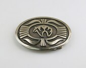 Vintage Bear Navajo Ethnic Tribal Design Belt Buckle 925 Sterling OT 367