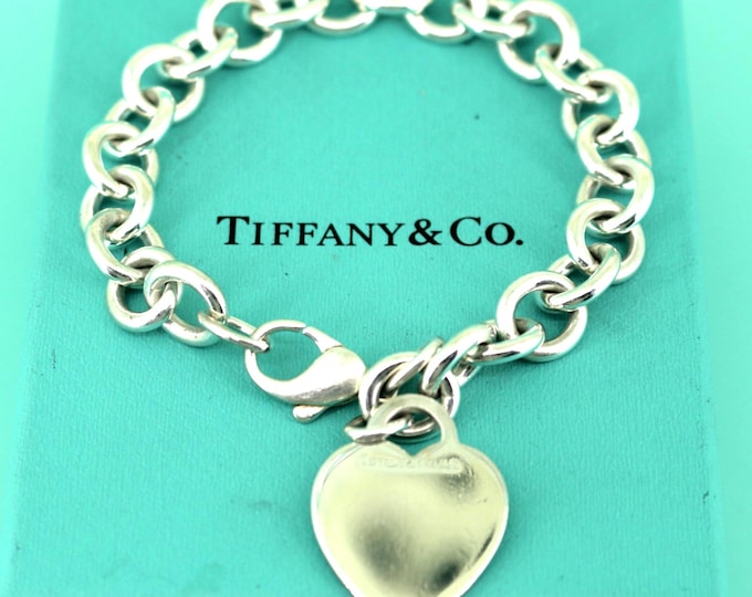 Authentic Tiffany & Co Heart  Tag Chain Bracelet 925 Sterling BR 3389
