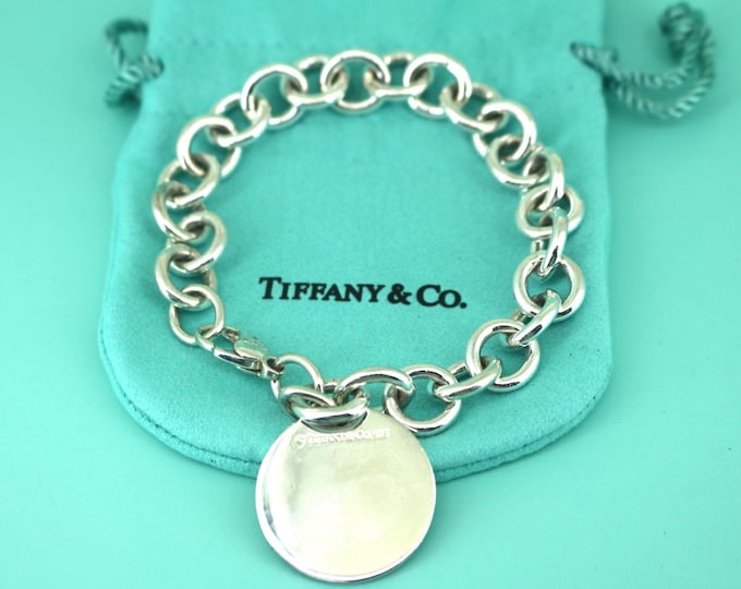 Authentic Tiffany & Co Round "Return to Tiffany" Tag Chain Bracelet 925 Sterling BR 612