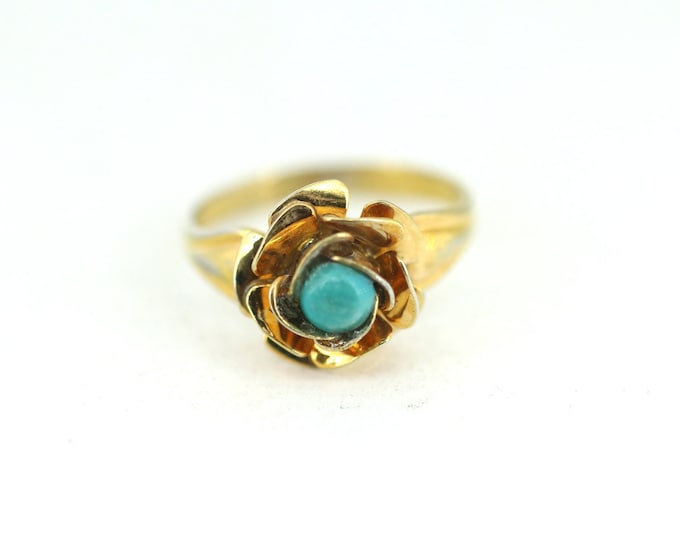 Size 7.5 Gold Plated Rose Flower Design Ring 925 Sterling RG 439