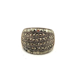Vintage | Two Different Marcasite Stone Ring | Beautiful Design Ring | 925 Sterling  Silver Ring | Size 8 | RG 1358N