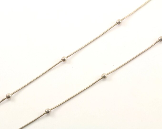 Vintage 18 Inch Italy Thin Chain With Beads Necklace 925 Sterling NC 1002