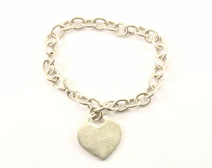 Vintage Mexico Heart Charm Chain Bracelet Br 2266(123720997106)