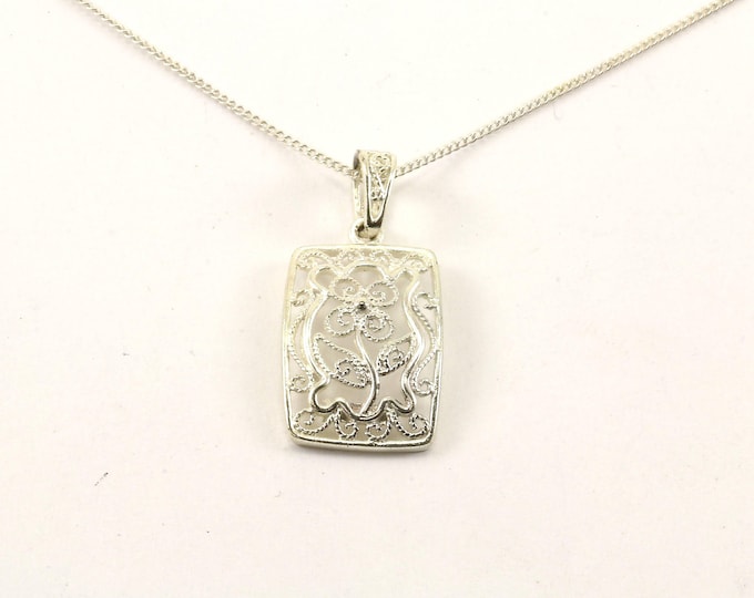 Vintage Floral Design Necklace 925 Sterling Silver NC 1049