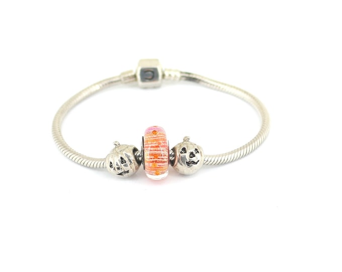 Vintage Chamilia Letter C Thin Snake Chain Halloween Design Chain Link Bracelet 925 Sterling Silver BR 1870