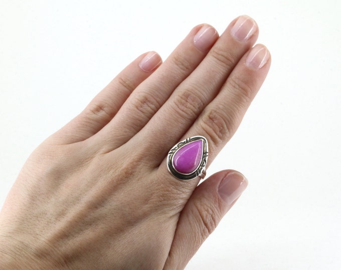 Vintage Size 6.75 Navajo Old Pawn Nakai Pink Sugilite  Ring 925 Sterling Rg 4398