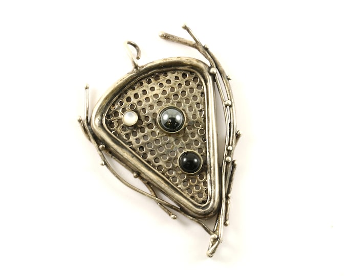 Vintage Large Free Form Abstract Design Pendant 925 Sterling  PD 2039