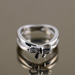 Vintage Size 8 Double Infinity Eternity Sign Bow With Crystals Design Statement Ring 925 Sterling Silver  RG 3129