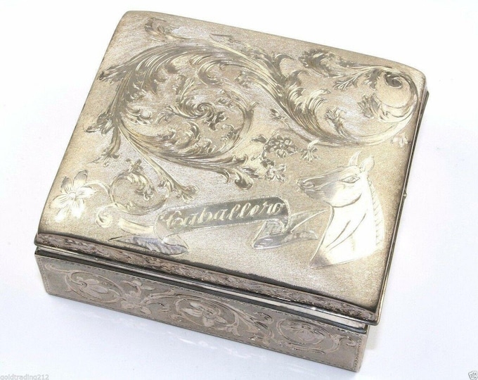 Vintage 80s By Poole Gaballero Engraved Trinket Jewelry Trophy Box 925 Sterling Silver Fw 102