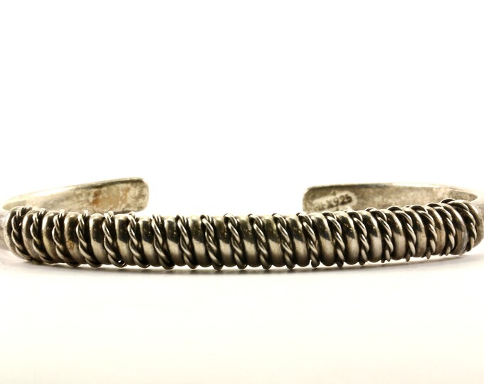 Vintage Bracelet Twisted Cable Rope Design Cuff Bracelet  Sterling 925 Silver Bracelet BR 225