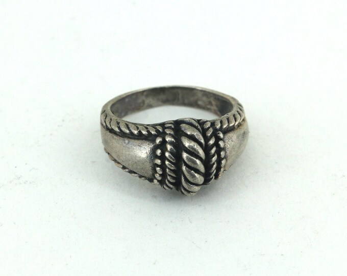 Vintage Size 7.5 Twisted Braided Ring Sterling 925 Silver RG 3716