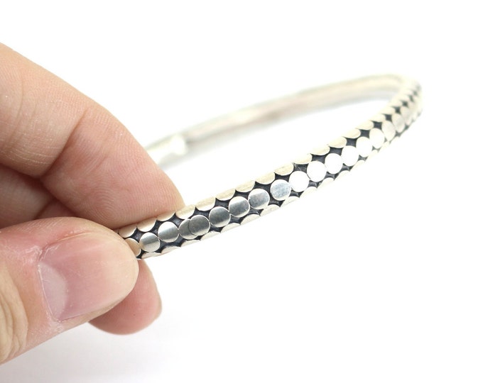 Vintage Unique Italian Clamper Design Bangle Bracelet Sterling Silver BR 94