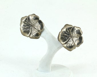 Vintage Allamanda Flower Stud Earrings Sterling Silver 925 ER 6