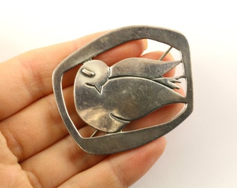 Vintage Schöne Taube Vogel Love Peace Design Anstecknadel/Brosche 925 Sterling BB 862